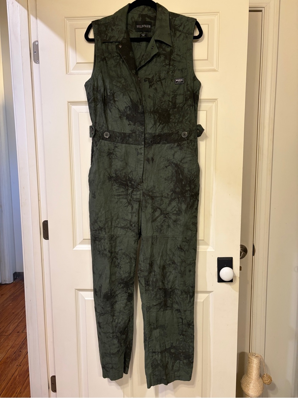 Wild Fang Sleeveless Olive and Black Tie-Dye Jumpsuit Large $40 - Picture 2 of 15